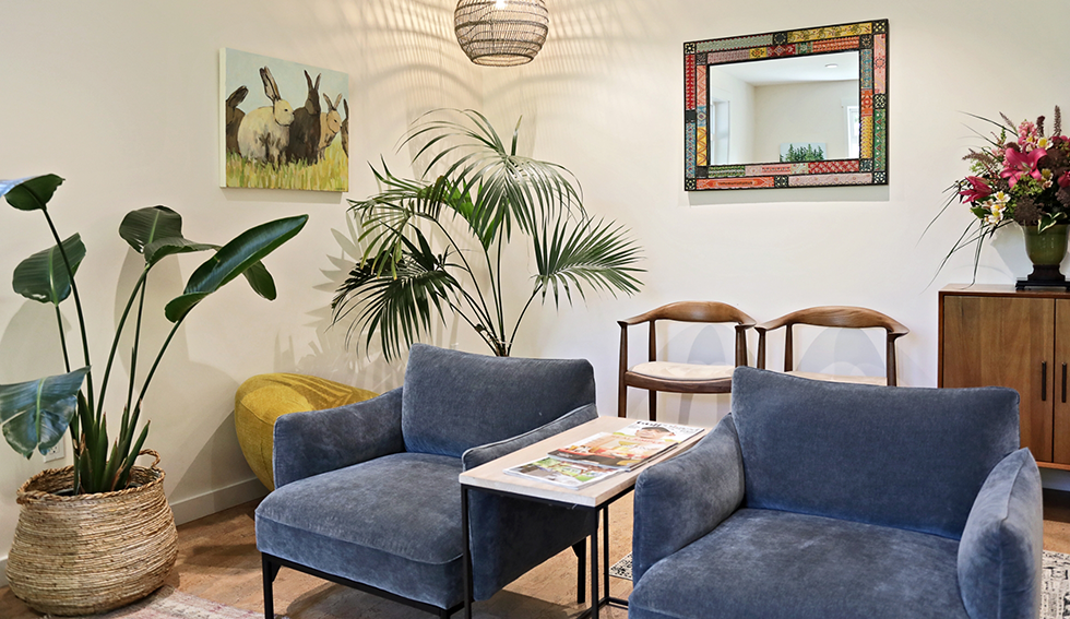 Comfortable chairs in dental waiting room