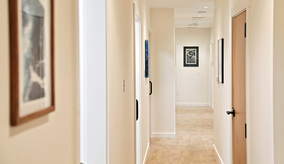 Hallway with doors in dental office